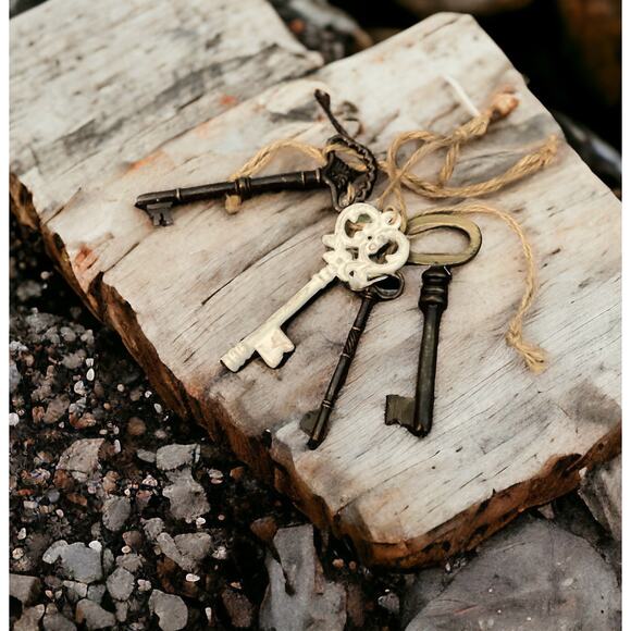 Vintage Large Metal Skeleton Keys, Wall Decor Decorative Set Of 4, Craft Jewelry - Picture 1 of 4